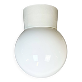 Vintage White Porcelain Ceiling Light with Milk Glass, 1960s