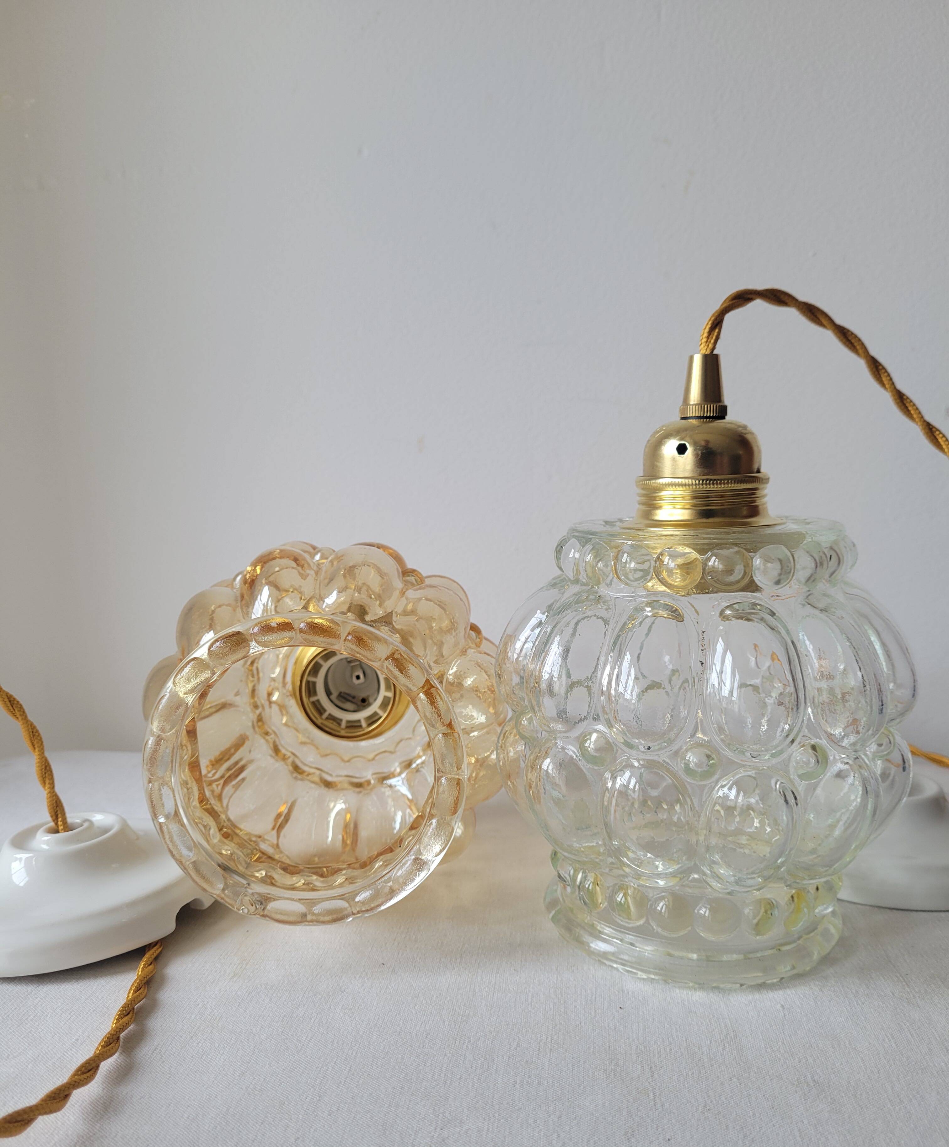 Duo of molded glass pendant lights