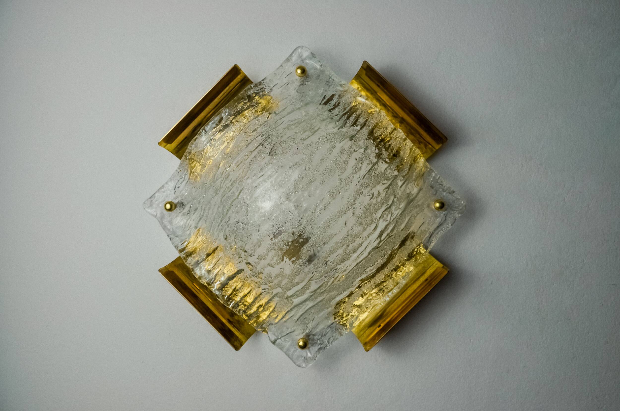 XL frosted wall light by Kalmar, Murano glass, Austria, 1970