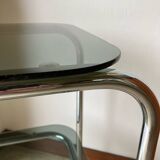 Vintage chrome and smoked glass side table
