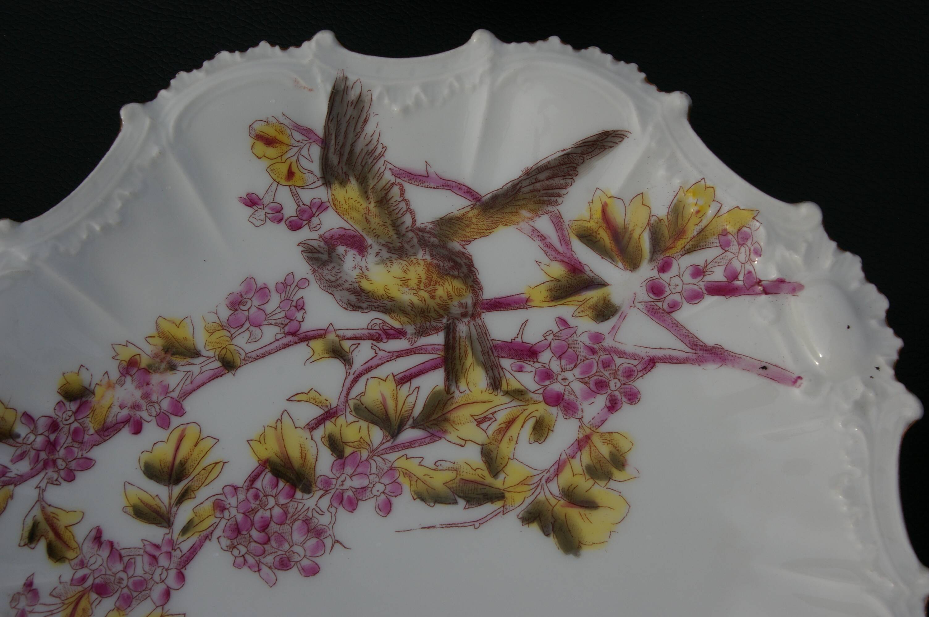 6 Assiettes à dessert en porcelaine de Limoges 1900 - Décor oiseau
