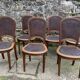 6 Louis XVI style chairs in solid beech and Cordovan leather, 1900
