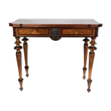 Antique game table with extention, of mahogany and walnut, 1860s