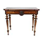 Antique game table with extention, of mahogany and walnut, 1860s