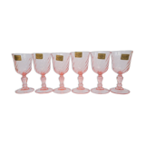 6 vintage Luminarc pink glass liqueur glasses