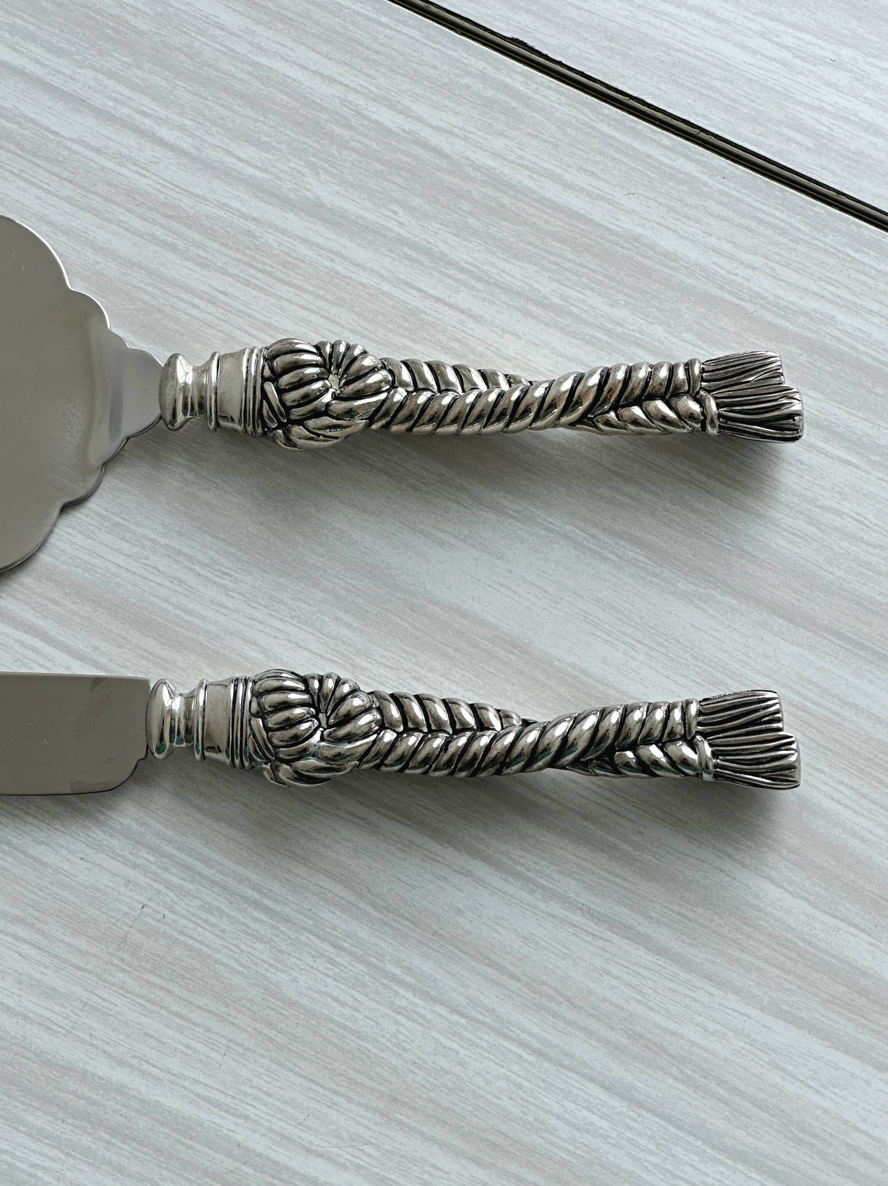 Silver-plated knife and cake server set