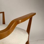 Set of Mid-Century Organic Armchairs in Velvet and Wood in the style of Gio Ponti Style, 1950s
