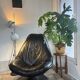 Black leather swivel chair, Artifort style