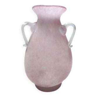 Postmodern Pink Scavo Glass Vase Ascribable to Gino Cenedese, Italy