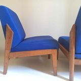 Pair of solid teak armchairs 50s