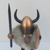 Scandinavian Viking teak and metal statue