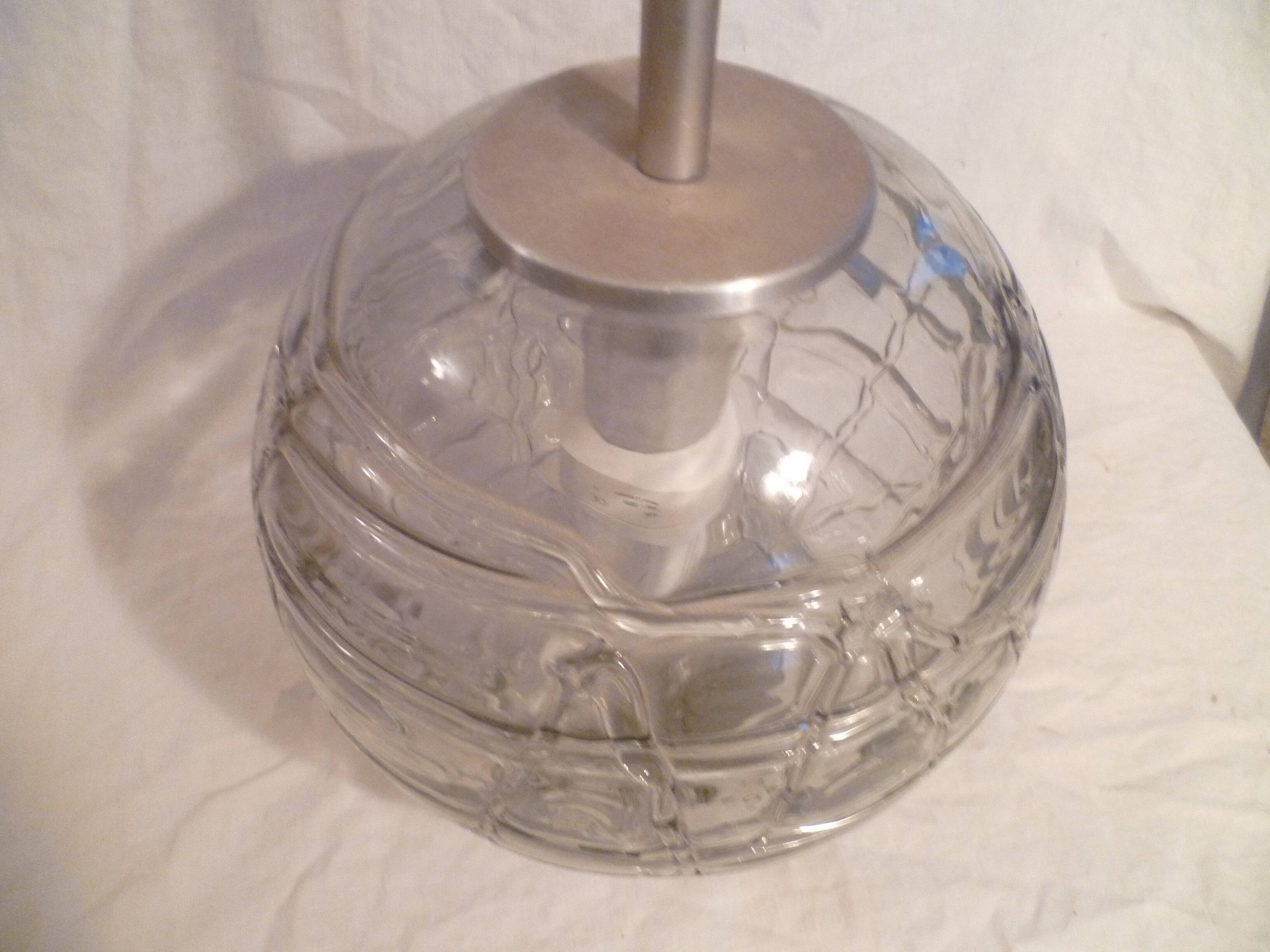 Set of 2 smoked glass ball suspensions by Doria Leuchten, Germany, 1970s.