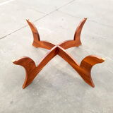 Table low Hugues Poignant base plating wood and smoked glass top