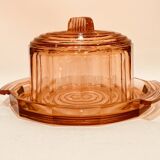 Rosaline pink glass bell and 1930s Art Deco cheesecake tray
