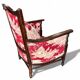 Antique armchair from around 1900, solid wood – red toile de Jouy.