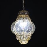 Set of 2 Wonderful Amber Vintage Venetian Lantern, Murano Glass, Italy, 1950s