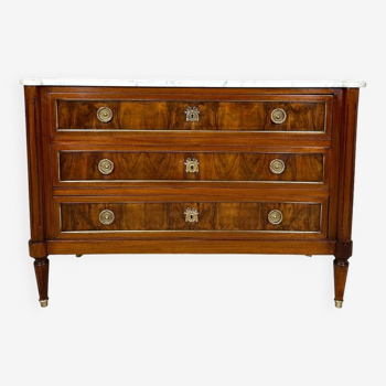 Louis XVI style chest of drawers in mahogany and walnut