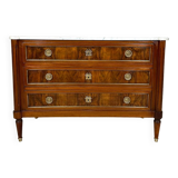 Louis XVI style chest of drawers in mahogany and walnut