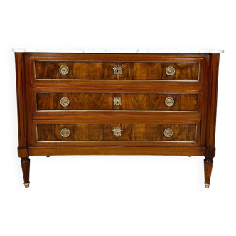 Louis XVI style chest of drawers in mahogany and walnut