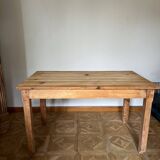 Raw wood farmhouse table