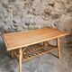 Vintage bamboo and rattan coffee table with magazine rack, French, circa 1960–1970.