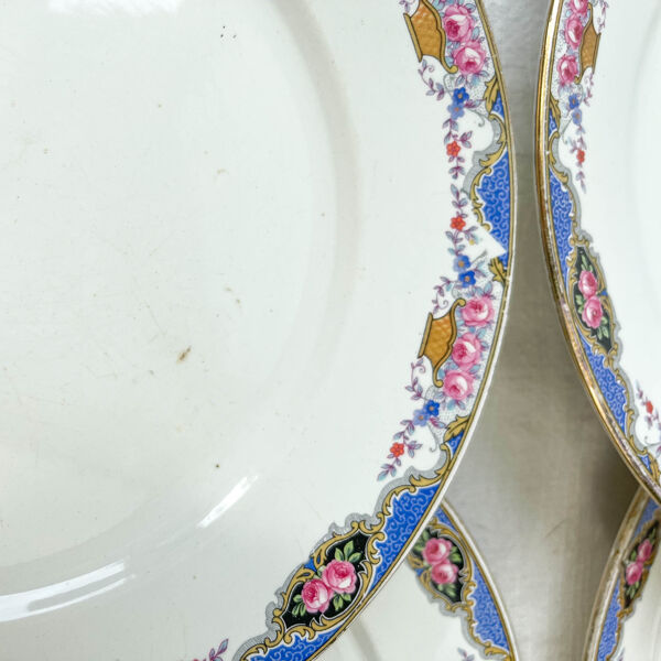 Set de 6 assiettes porcelaine et 6 petites assiettes dépareillées vintage ~ Service de table 6 personnes ~