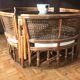 Rattan dining table with chairs (80s)