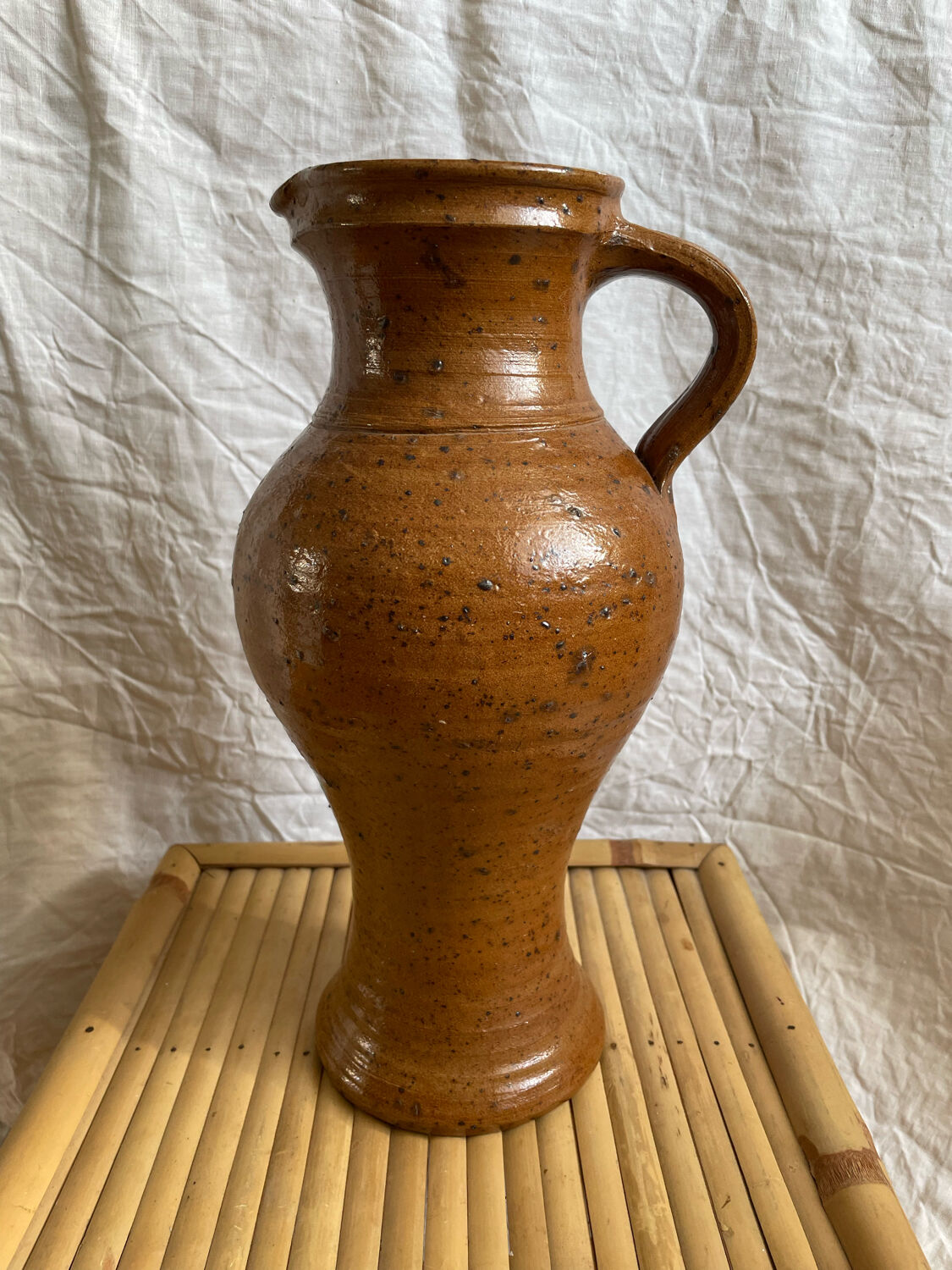 Vintage pyrite and glazed stoneware pitcher