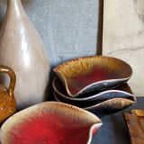 Four bowls free-form cups with French metal enamel