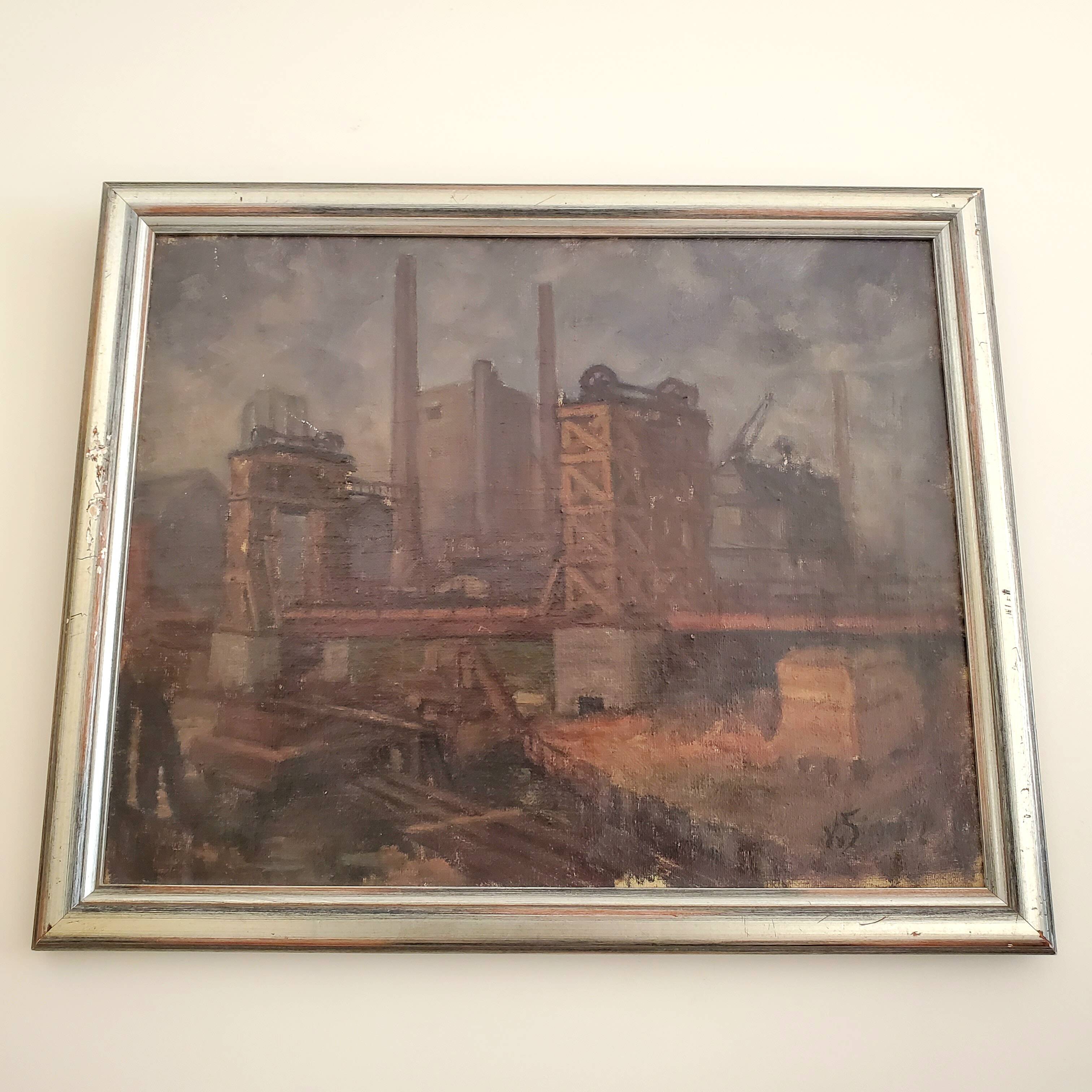Oil on canvas Industrial Landscape