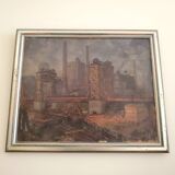 Oil on canvas Industrial Landscape