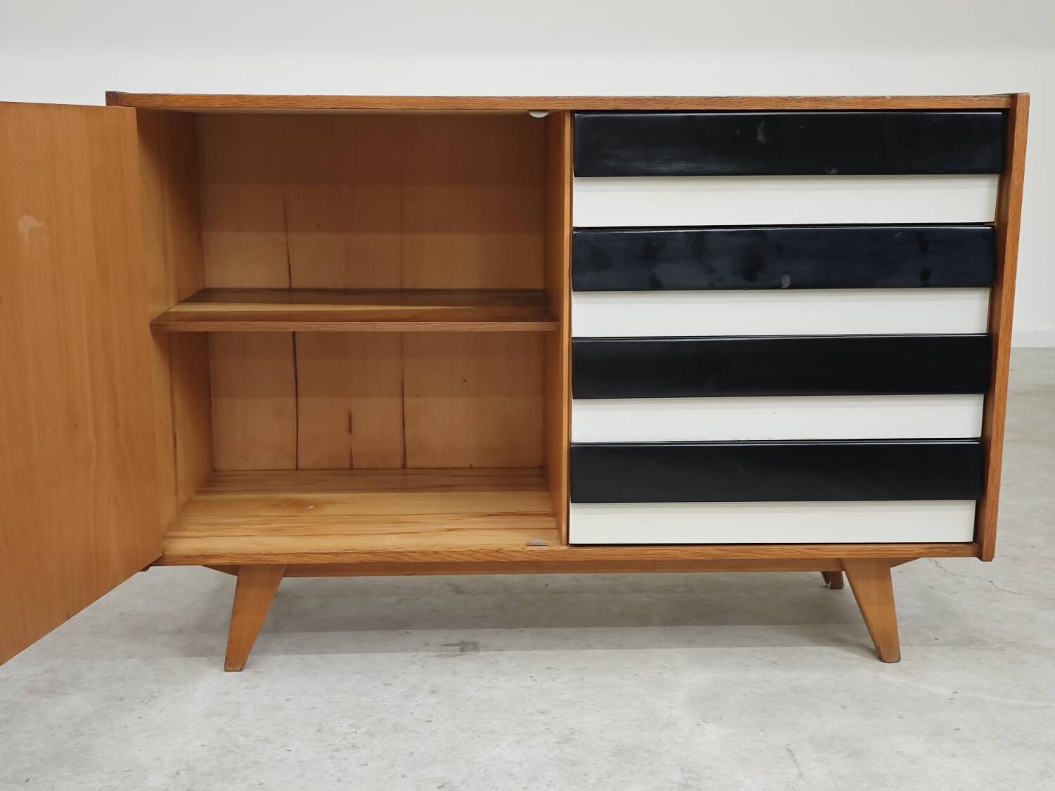 U-458 Sideboard Cabinet by Jiri Jiroutek for Interier Praha black and white 1960
