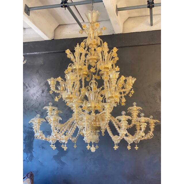 Contemporary Venetian "Ca Rezzionico" Gold Murano Glass Chandelier