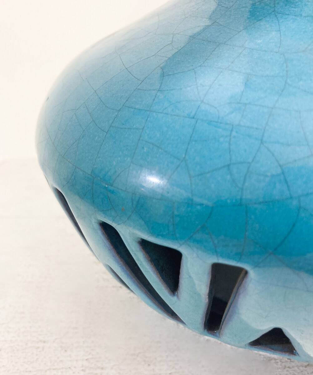 Mid-Century Blue Ceramic Table Lamp