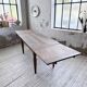 Solid oak farmhouse table with integrated extensions 1950