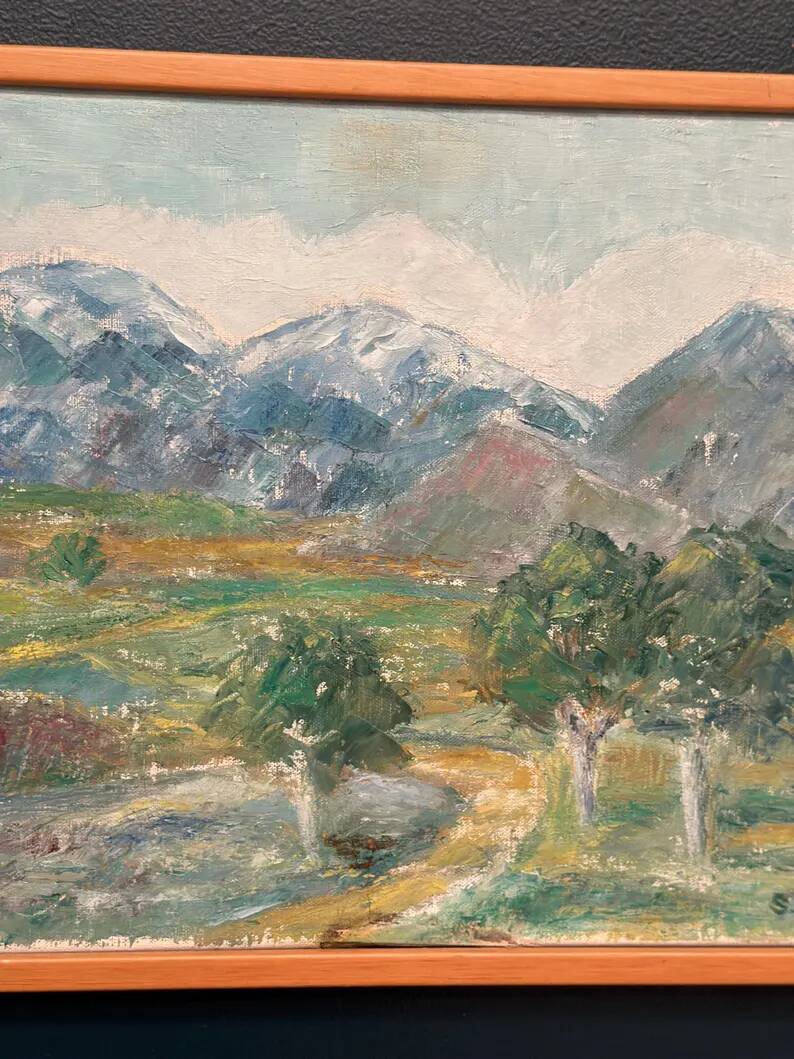 Original Swedish Oil on Canvas – "Landscape" by S. Högfeldt – Signed – Vintage and Framed – 48 × 36 cm (18.9" × 14.2")