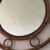 Vintage rattan round mirror 43cm