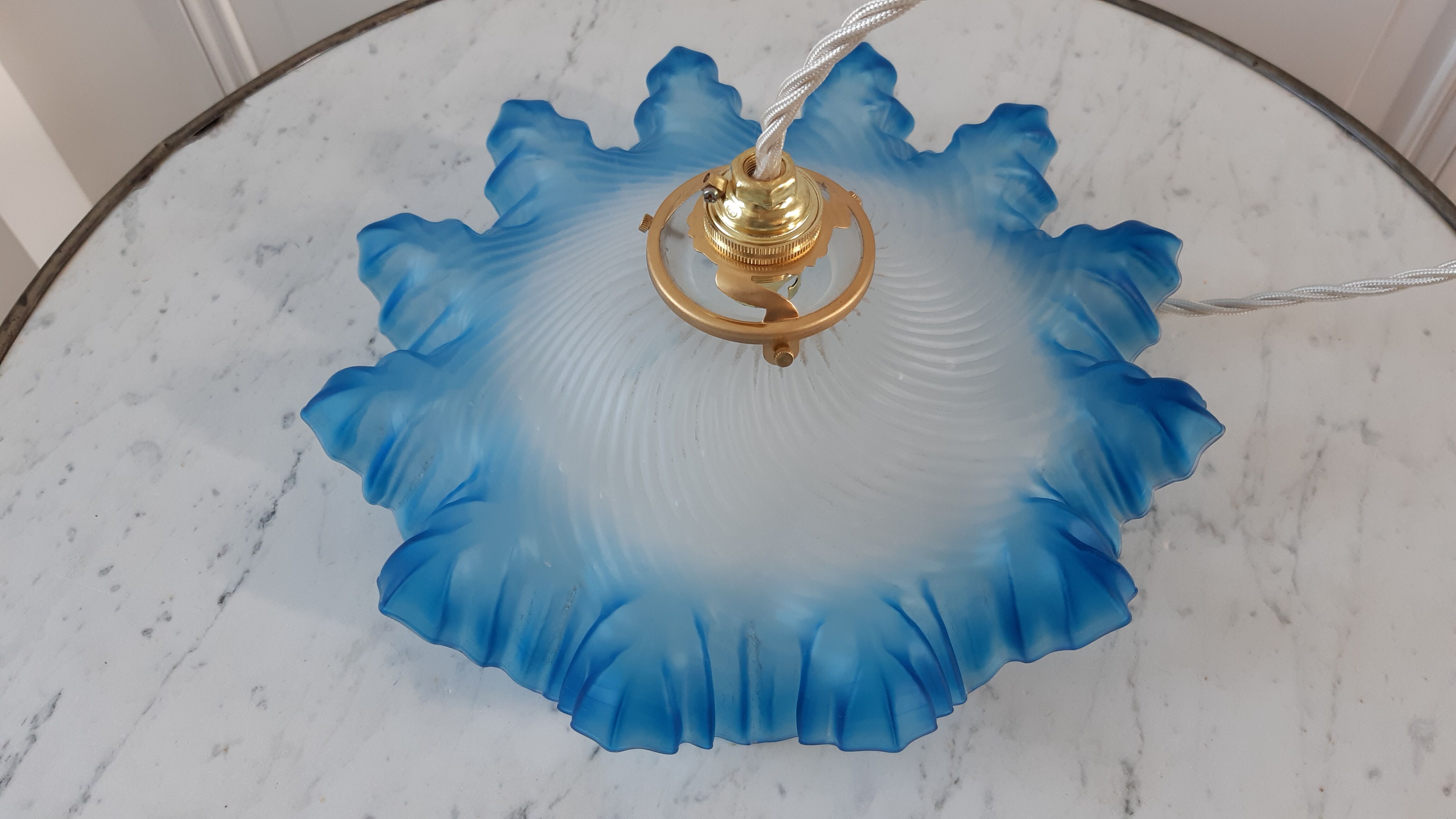 Serrated suspension in blue glass years 50-60