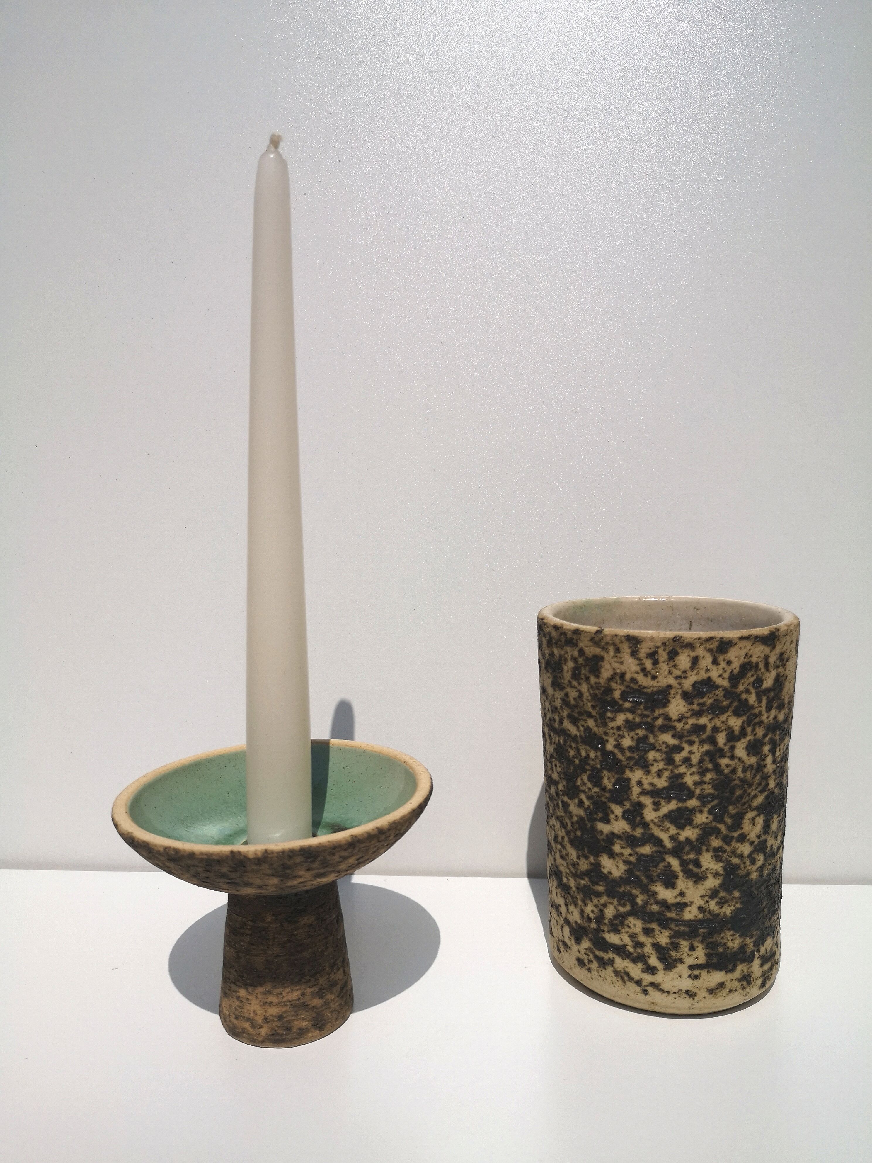 Duo vase / vintage ceramic candlestick