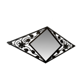 miroir art déco fer forgé orné de feuilles forme losange 80 / 40 cm