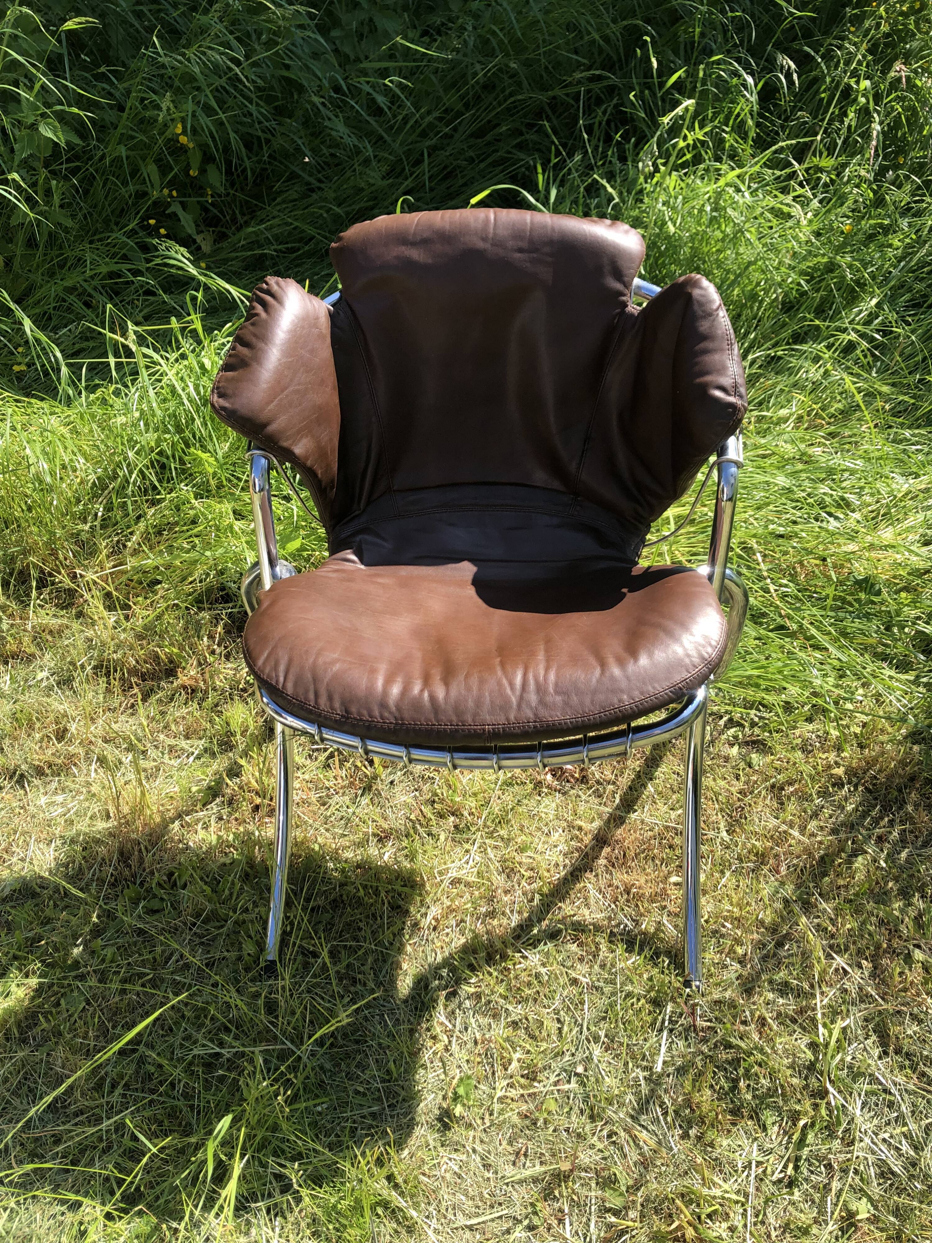 Leather chair model Lynn Gastone Rinaldi for Rima