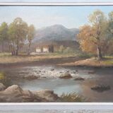 River landscape Oil on canvas signed by Chaury