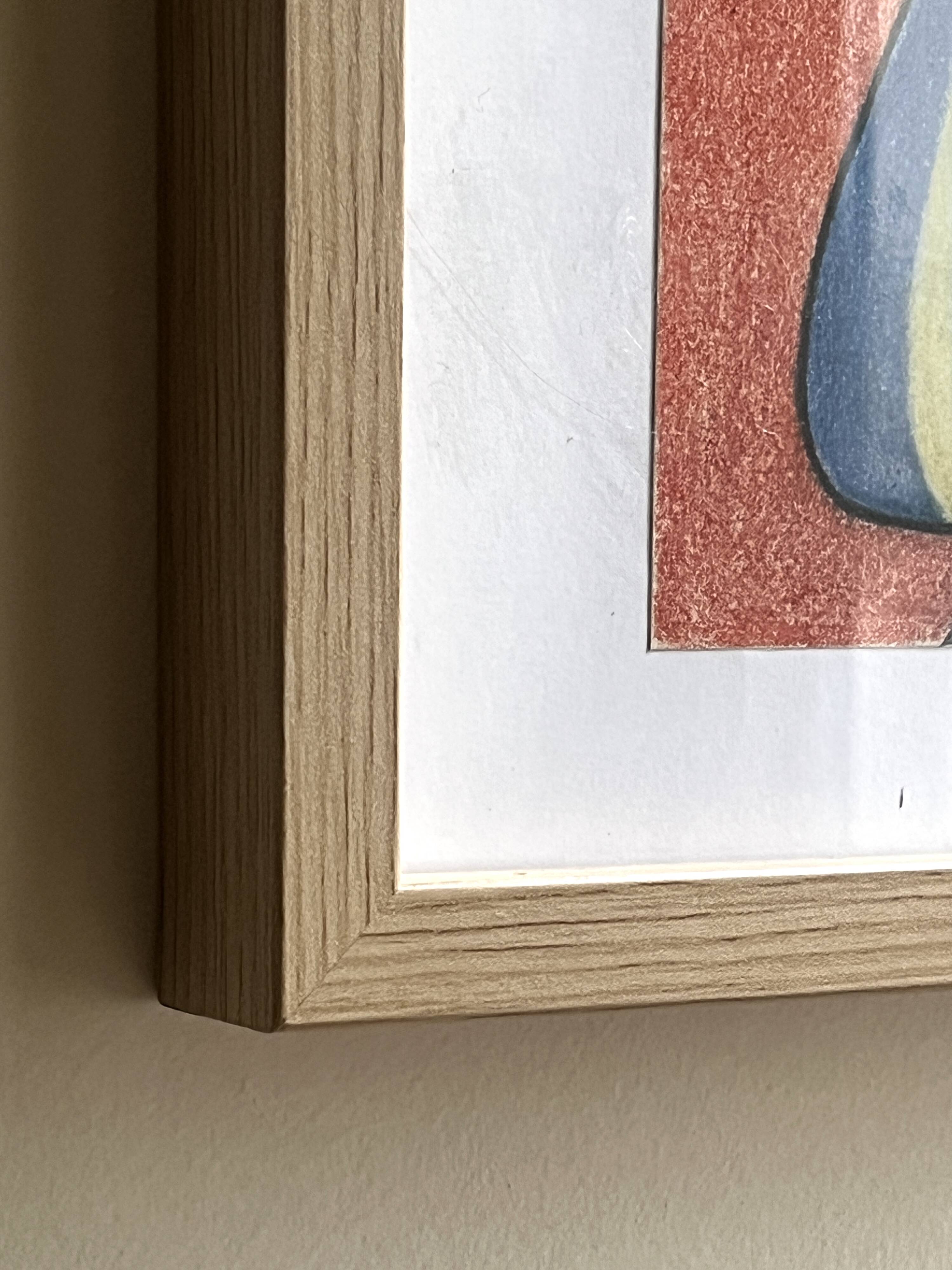 Vintage cubist still life pastel under glass and signed from 1967.
