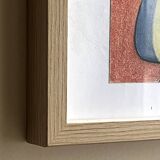 Vintage cubist still life pastel under glass and signed from 1967.