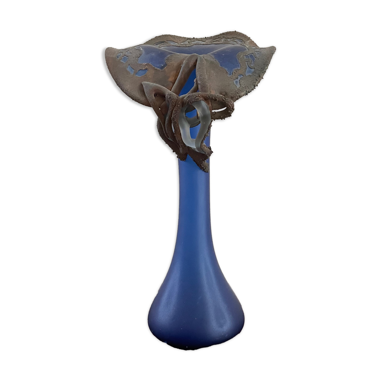 Vase Glass Paste and Bronze Style Art Nouveau signed