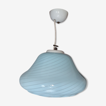 Lampe suspension bleue verre vetri murano venini vintage 1960/1970