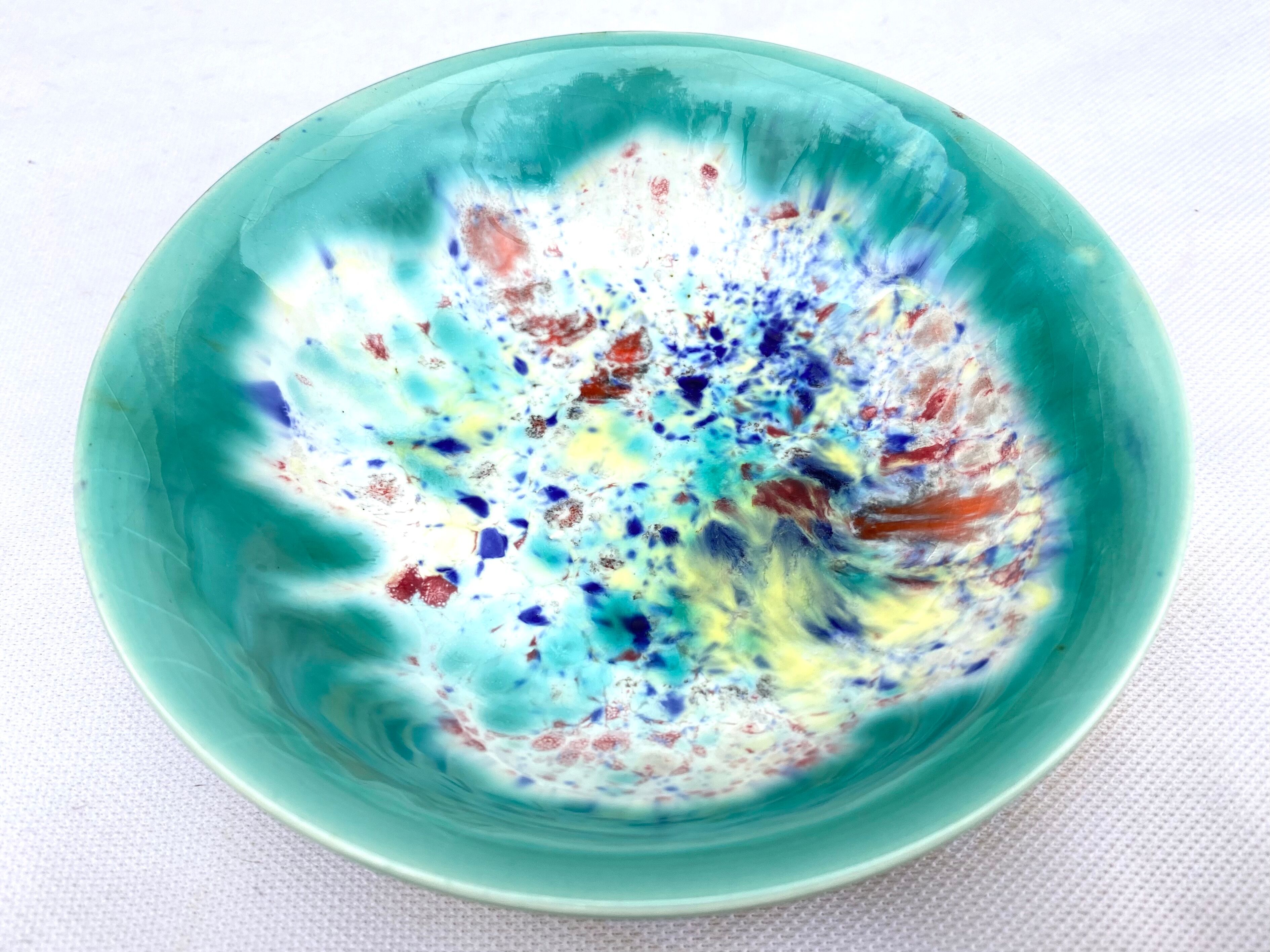 Salad bowl dessert service & 8 ramekins sandstone from the vintage Morvan 70s