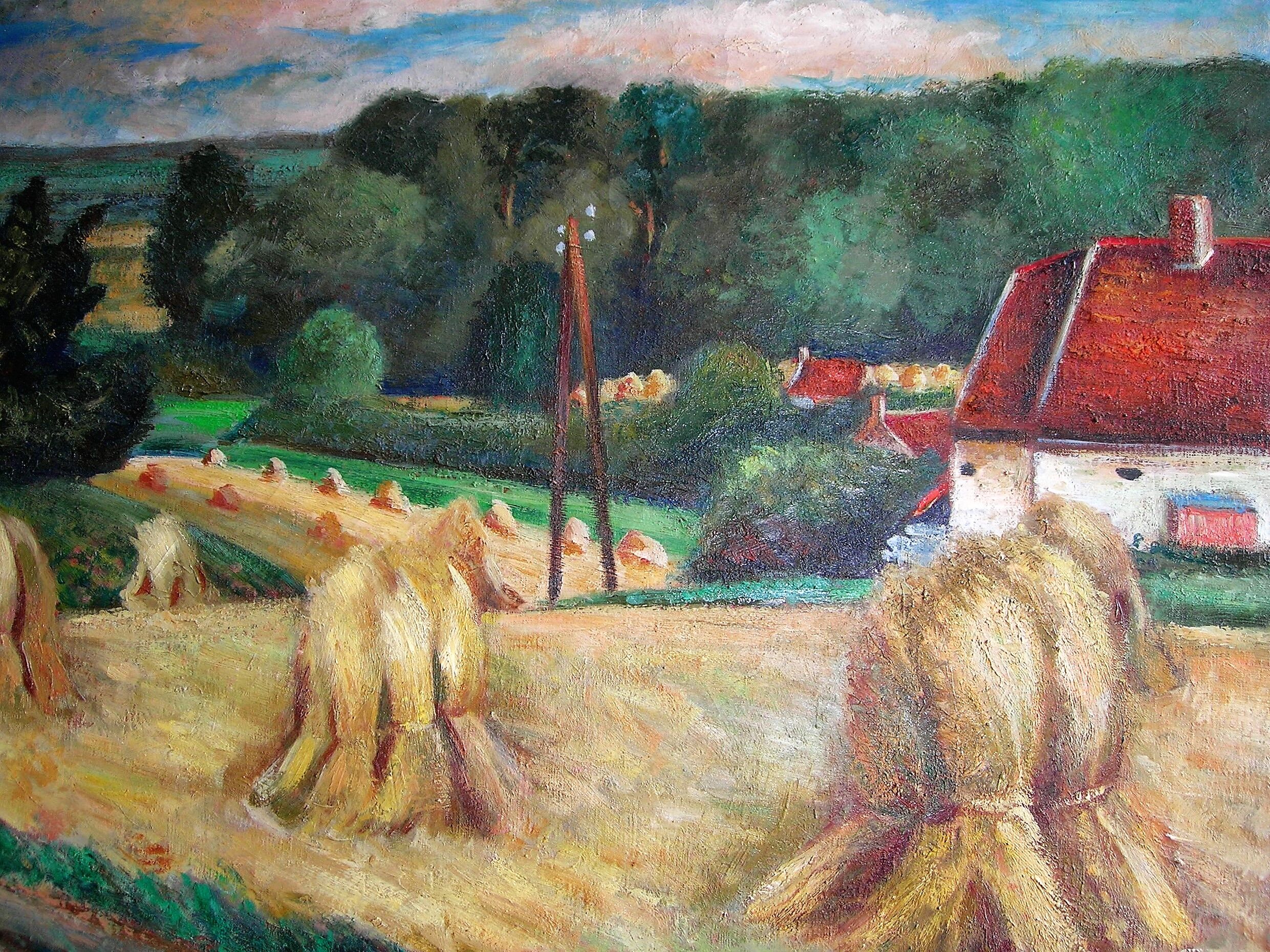 Countryside landscape at the harvest of H.Ouvrard (XXth)