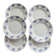6 vintage white earthenware dessert plates - Blue cherry design