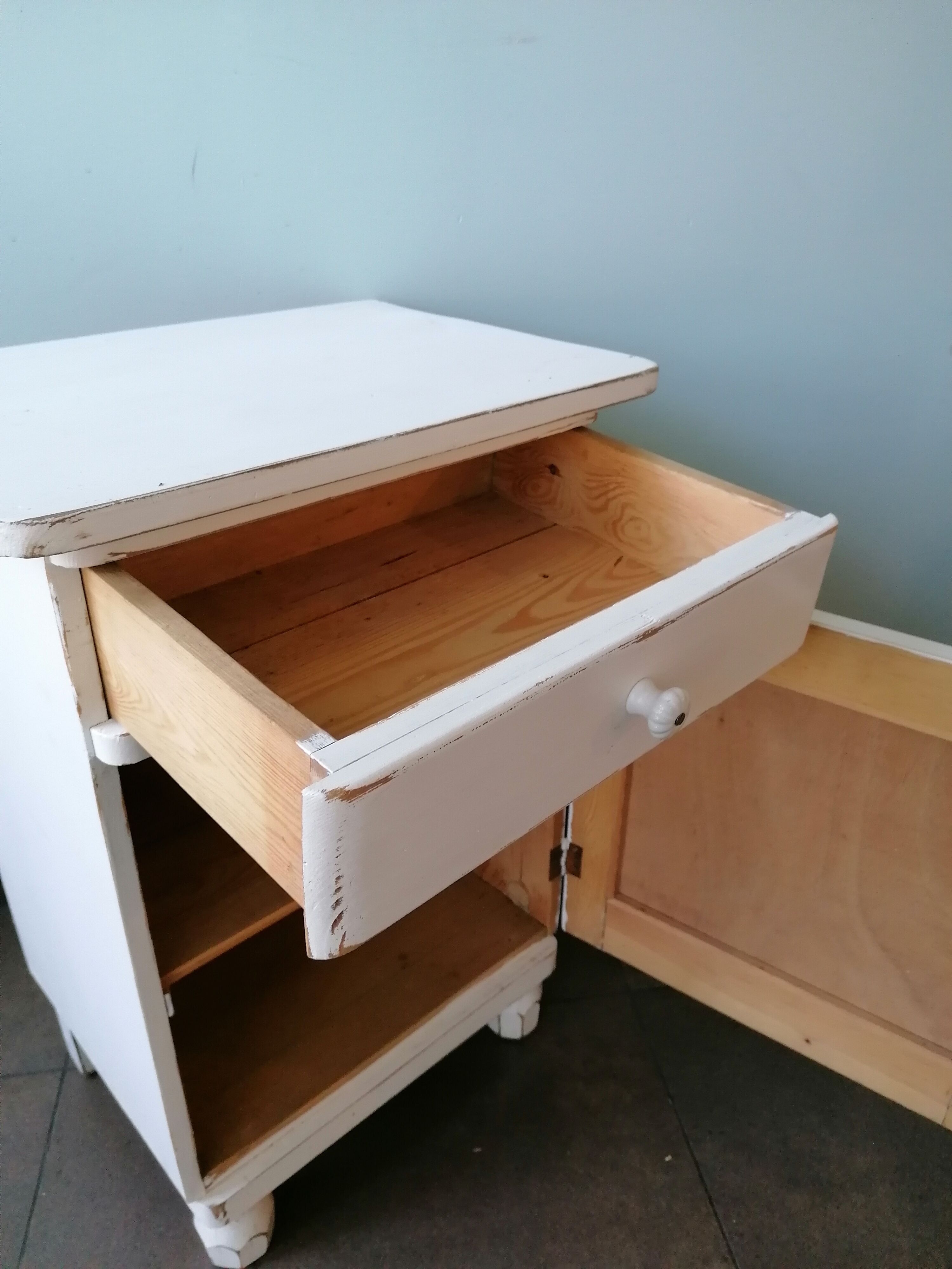 Pair of vintage wooden bedside tables